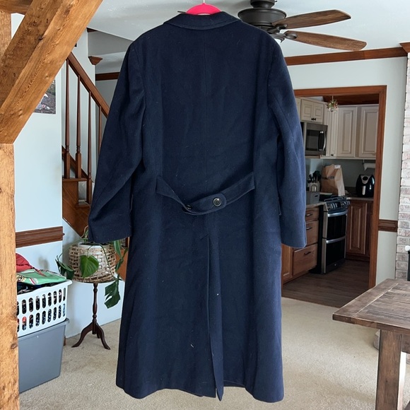 Vintage Franco’s Navy Wool Trench Length Pea Coat Large - Picture 3 of 9